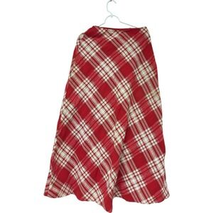 Vintage‎ Women's A Line Long Skirt Plaid Red White Side Zip Wool Waist Size 25"
